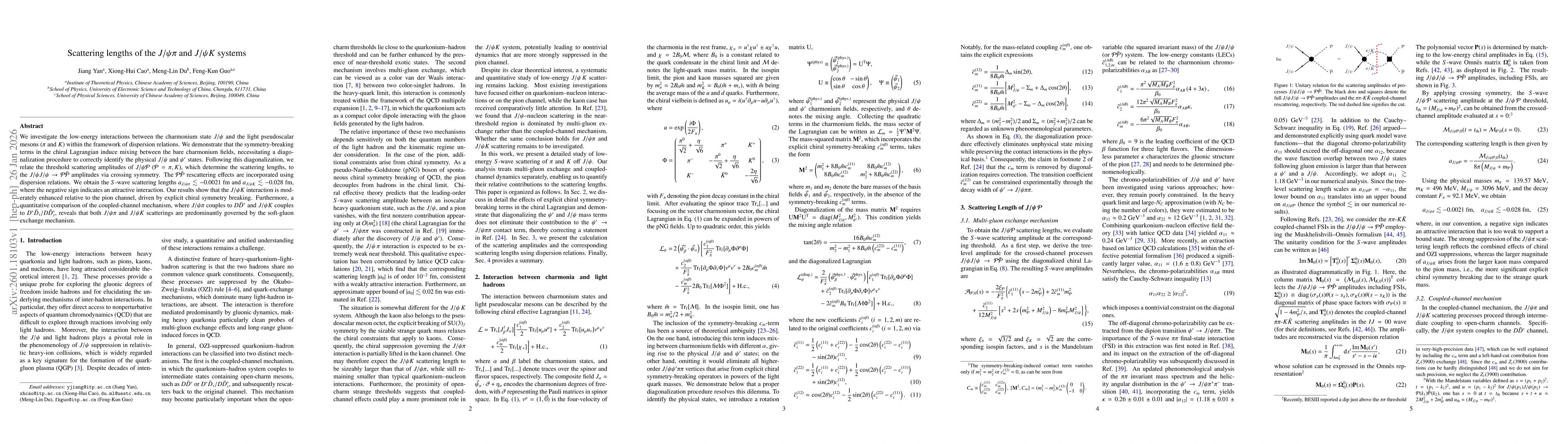 Thumbnail for Scattering lengths of the $J/ψπ$ and $J/ψK$ systems