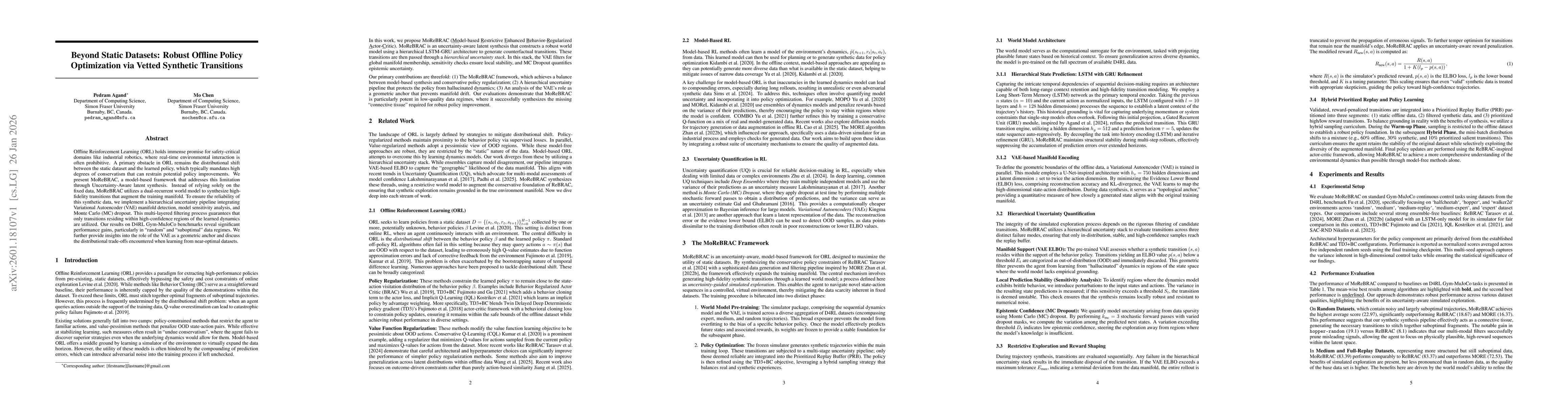 Thumbnail for Beyond Static Datasets: Robust Offline Policy Optimization via Vetted Synthetic Transitions