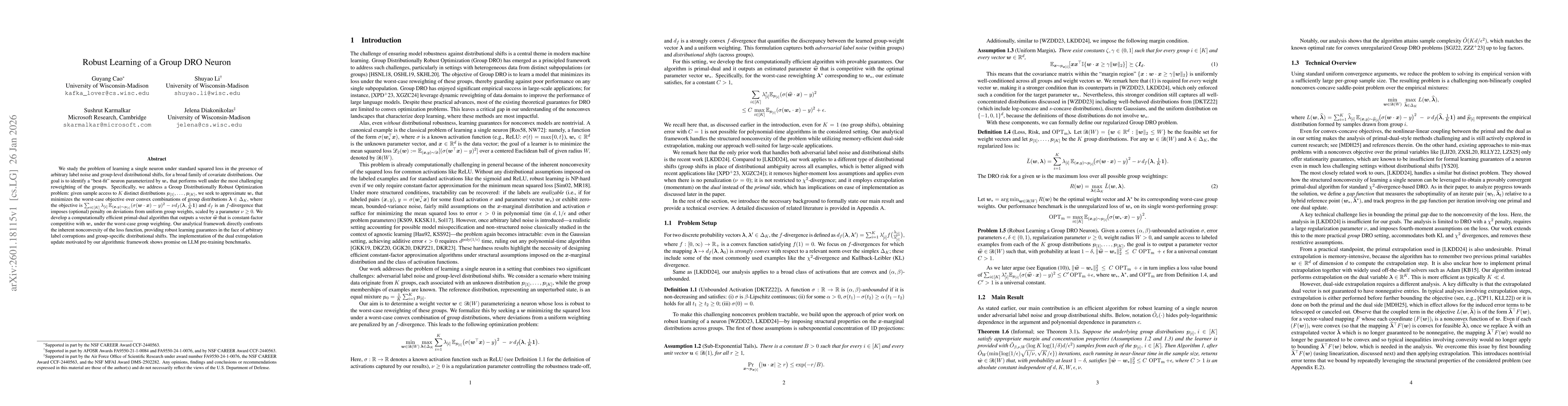 Thumbnail for Robust Learning of a Group DRO Neuron