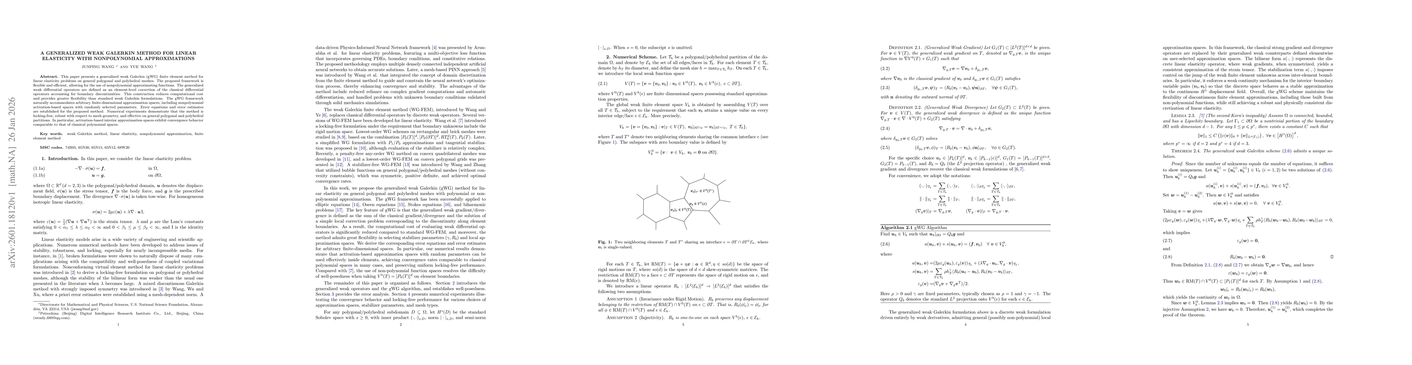 Thumbnail for A Generalized Weak Galerkin Method for Linear Elasticity with Nonpolynomial Approximations