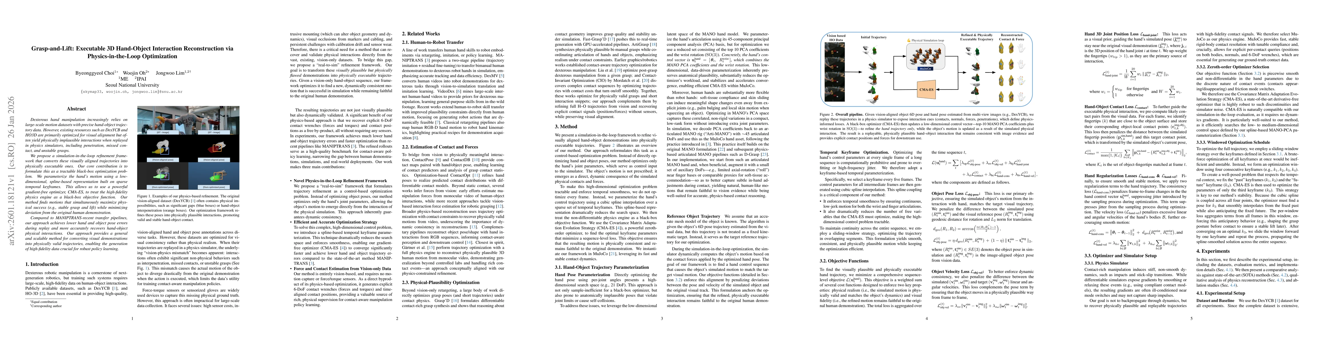 Thumbnail for Grasp-and-Lift: Executable 3D Hand-Object Interaction Reconstruction via Physics-in-the-Loop Optimization