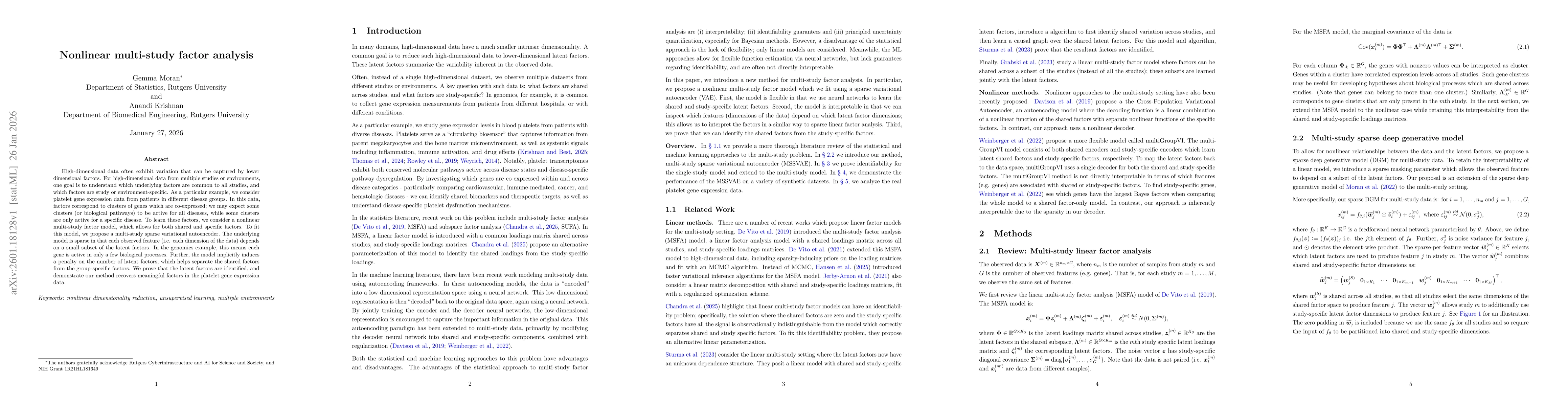 Thumbnail for Nonlinear multi-study factor analysis