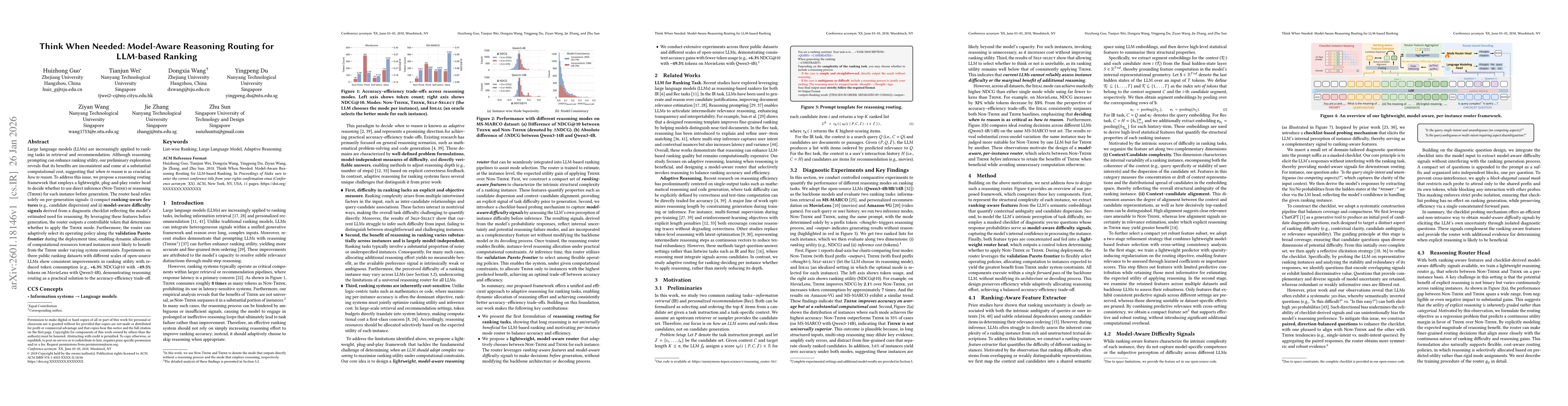 Thumbnail for Think When Needed: Model-Aware Reasoning Routing for LLM-based Ranking