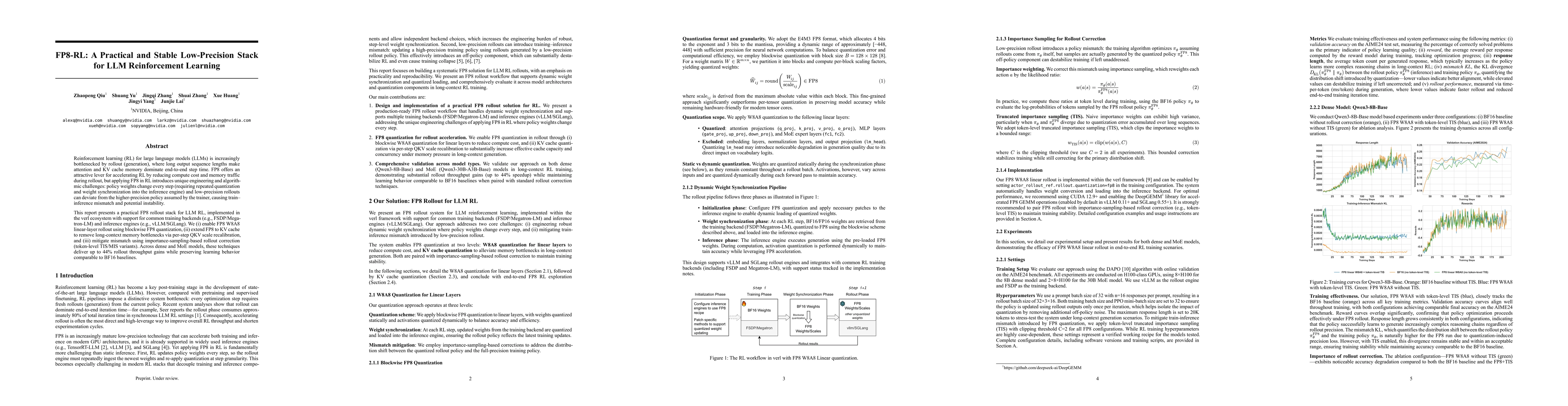 Thumbnail for FP8-RL: A Practical and Stable Low-Precision Stack for LLM Reinforcement Learning