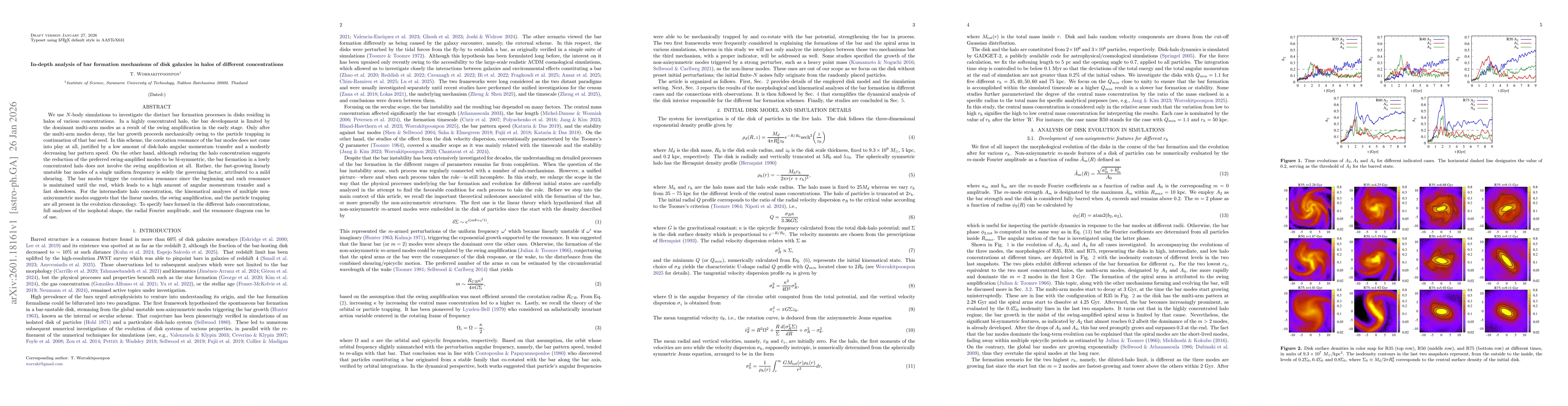 Thumbnail for In-depth analysis of bar formation mechanisms of disk galaxies in halos of different concentrations