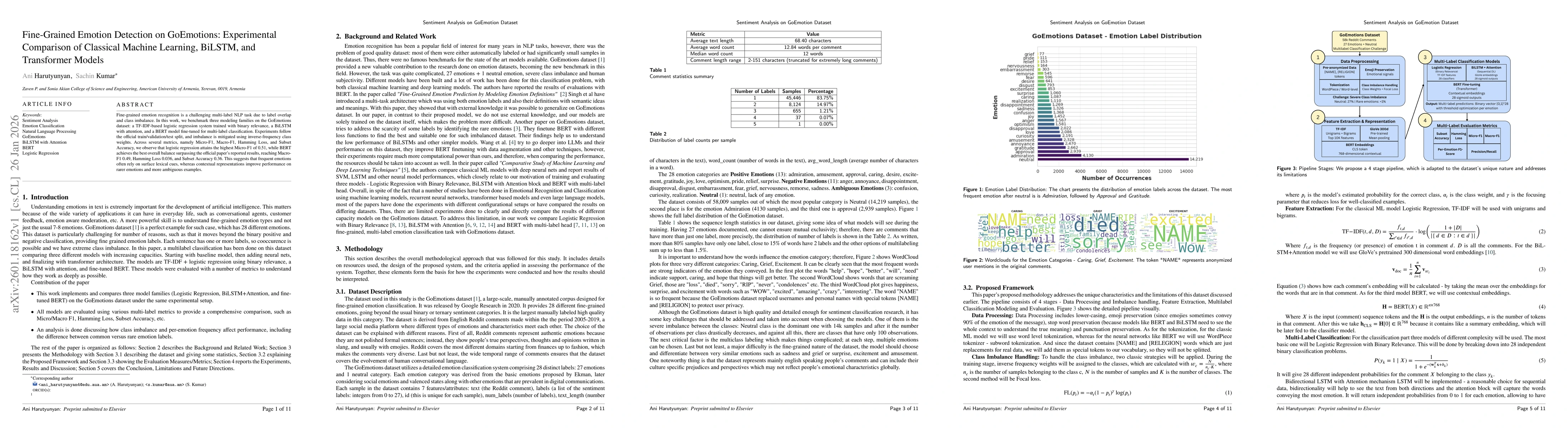 Thumbnail for Fine-Grained Emotion Detection on GoEmotions: Experimental Comparison of Classical Machine Learning, BiLSTM, and Transformer Models