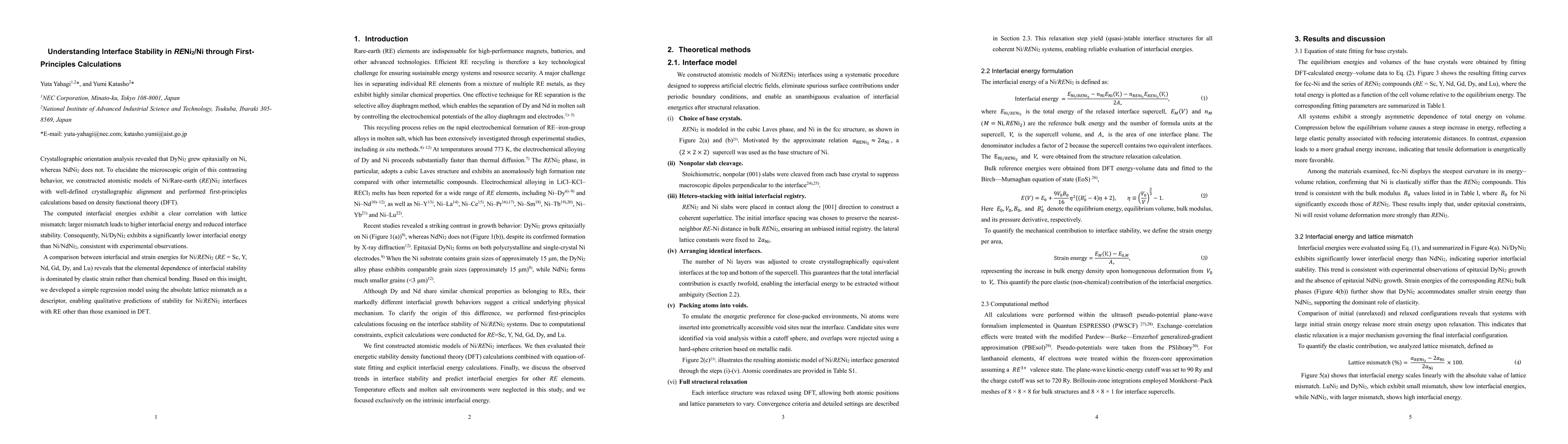 Thumbnail for Understanding Interface Stability in RENi2/Ni through First-Principles Calculations