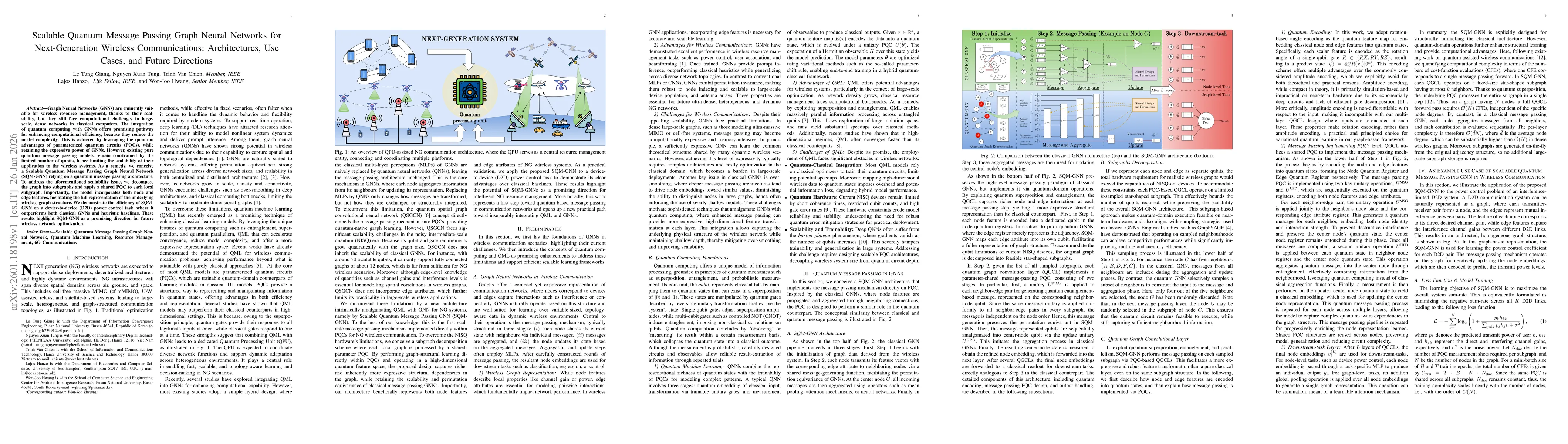 Thumbnail for Scalable Quantum Message Passing Graph Neural Networks for Next-Generation Wireless Communications: Architectures, Use Cases, and Future Directions