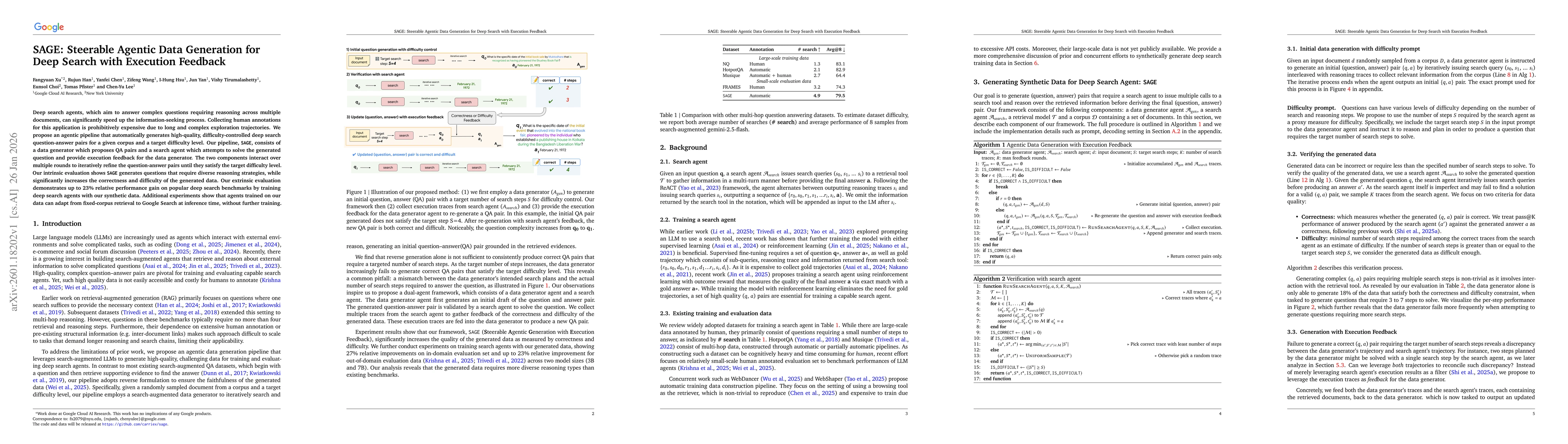 Thumbnail for SAGE: Steerable Agentic Data Generation for Deep Search with Execution Feedback