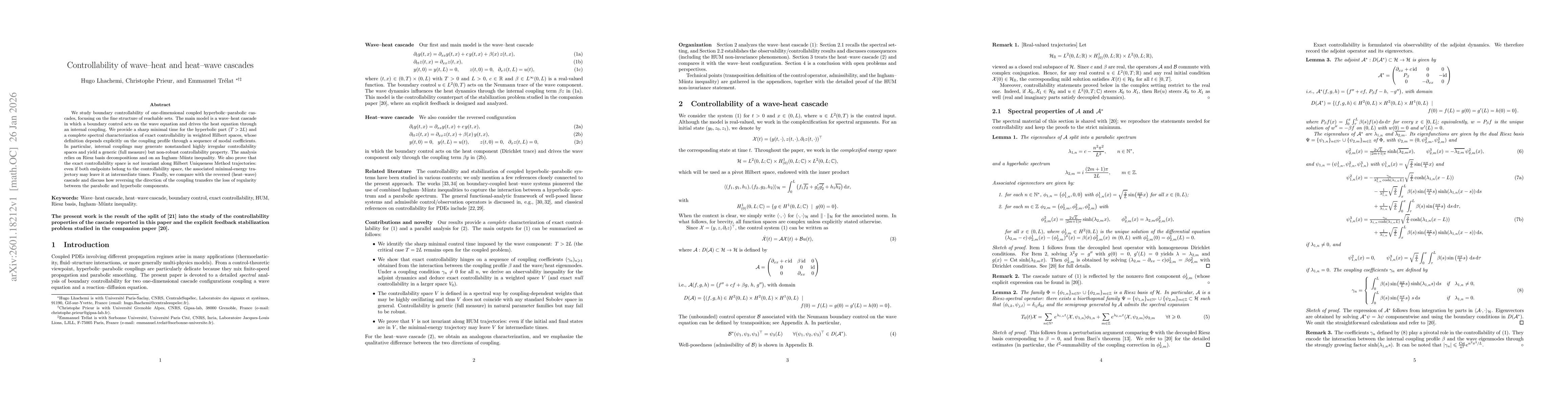 Thumbnail for Controllability of wave-heat and heat-wave cascades
