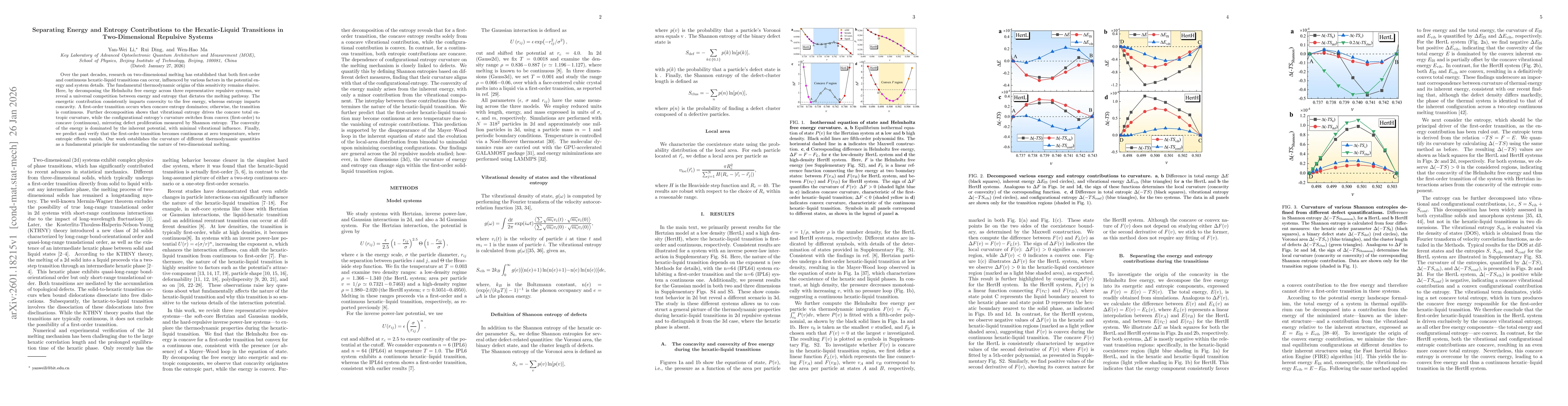 Thumbnail for Separating Energy and Entropy Contributions to the Hexatic-Liquid Transitions in Two-Dimensional Repulsive Systems