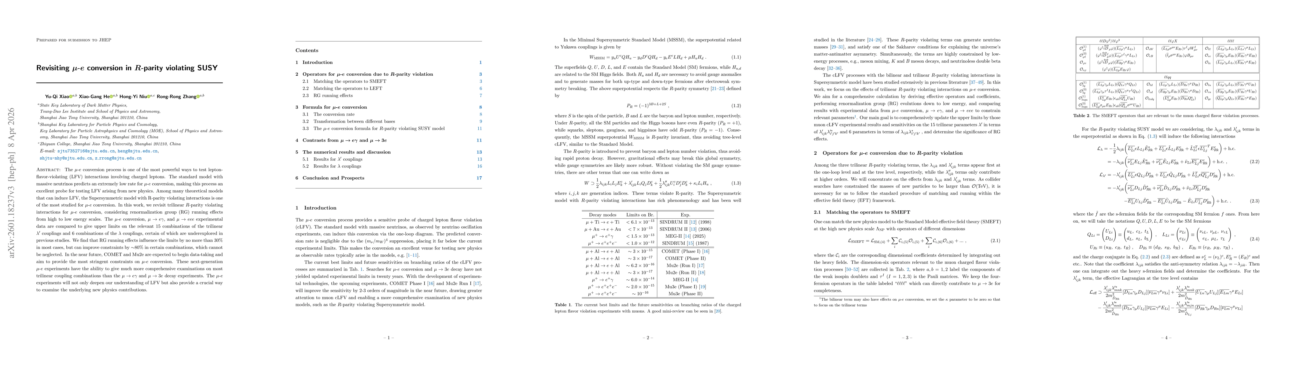 Thumbnail for Revisiting $μ$-$e$ conversion in $R$-parity violating SUSY