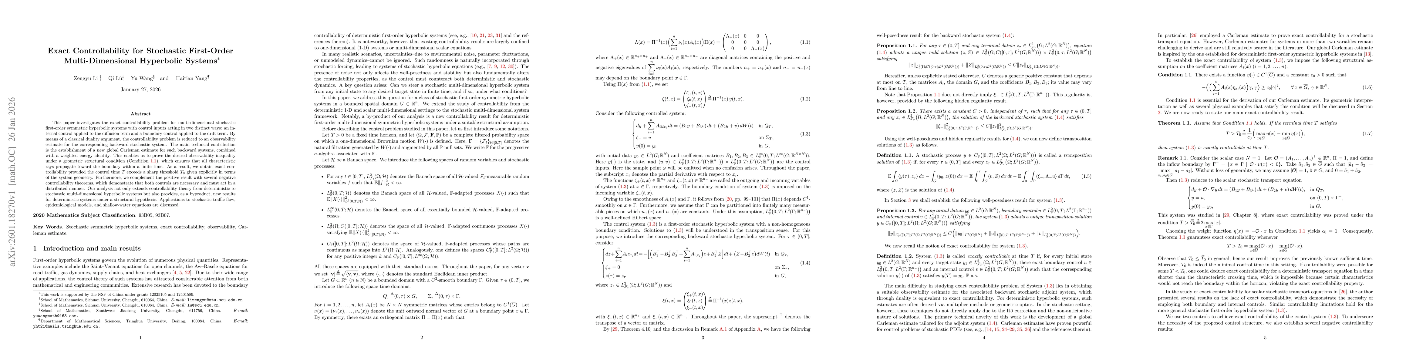 Thumbnail for Exact Controllability for Stochastic First-Order Multi-Dimensional Hyperbolic Systems