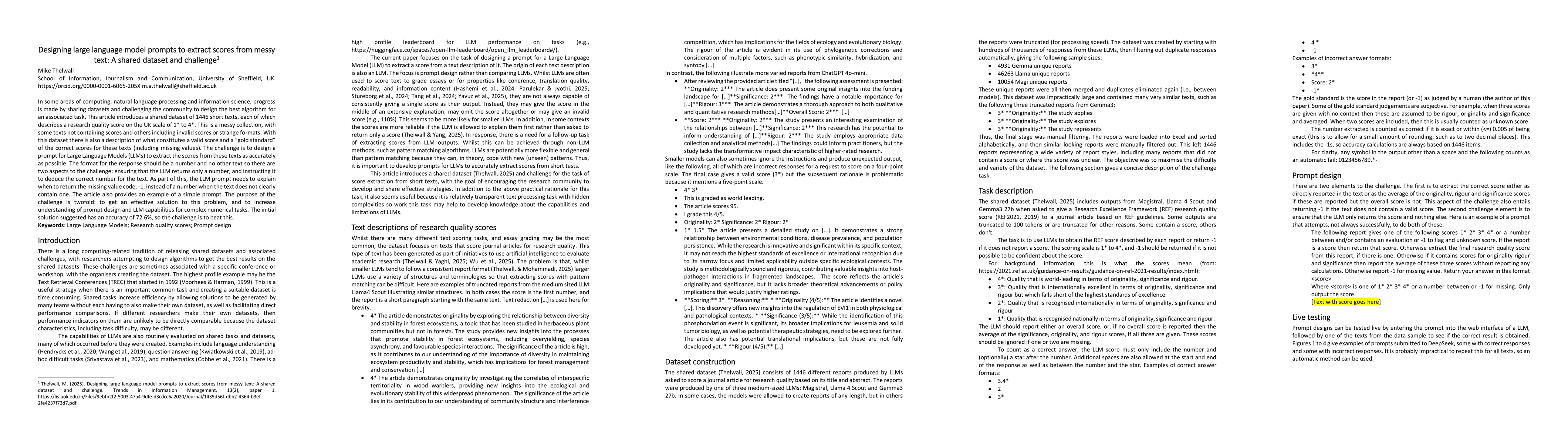 Thumbnail for Designing large language model prompts to extract scores from messy text: A shared dataset and challenge