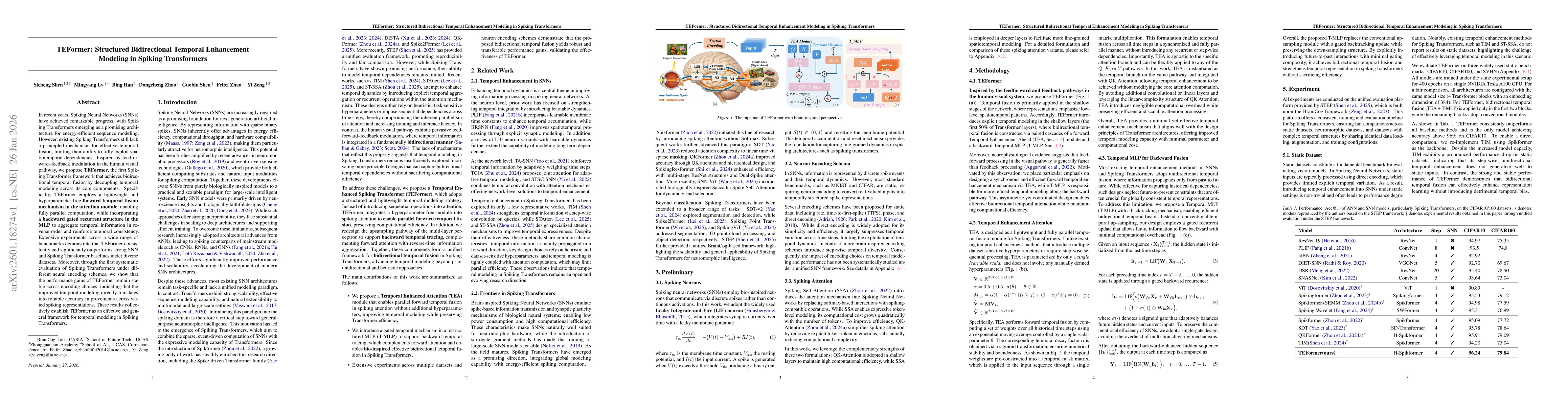 Thumbnail for TEFormer: Structured Bidirectional Temporal Enhancement Modeling in Spiking Transformers