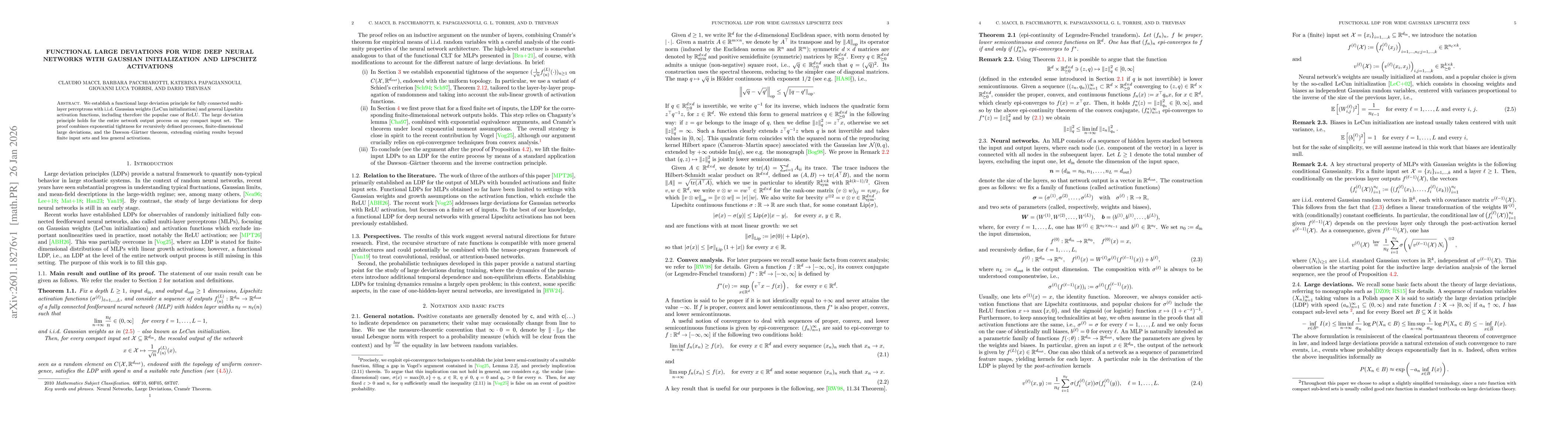 Thumbnail for Functional Large Deviations for Wide Deep Neural Networks with Gaussian Initialization and Lipschitz Activations