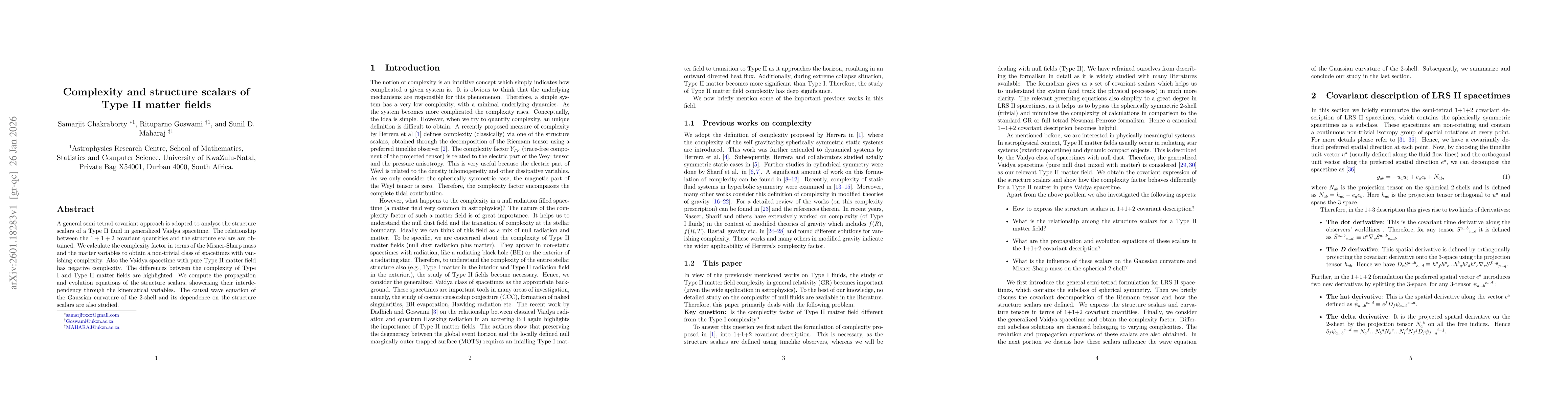 Thumbnail for Complexity and structure scalars of Type II matter fields