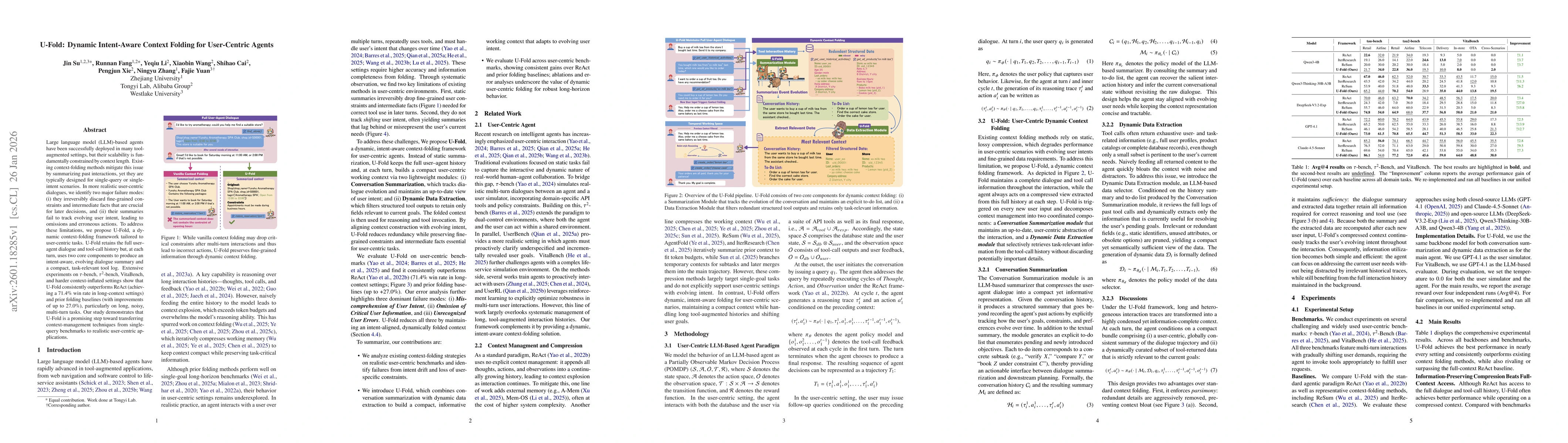 Thumbnail for U-Fold: Dynamic Intent-Aware Context Folding for User-Centric Agents