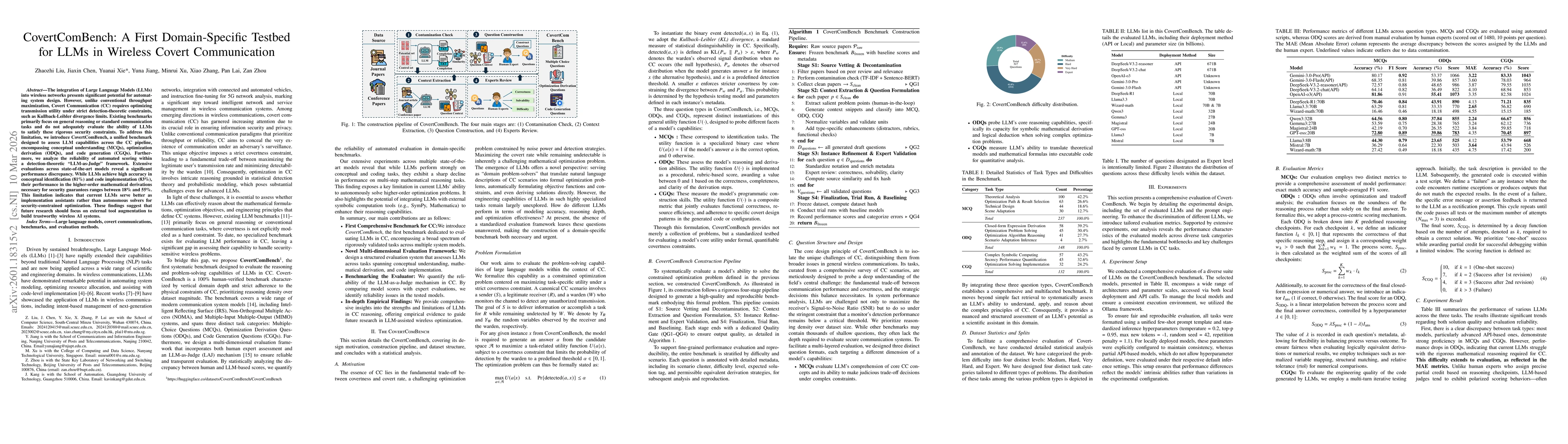 Thumbnail for CovertComBench: The First Domain-Specific Testbed for LLMs in Wireless Covert Communication