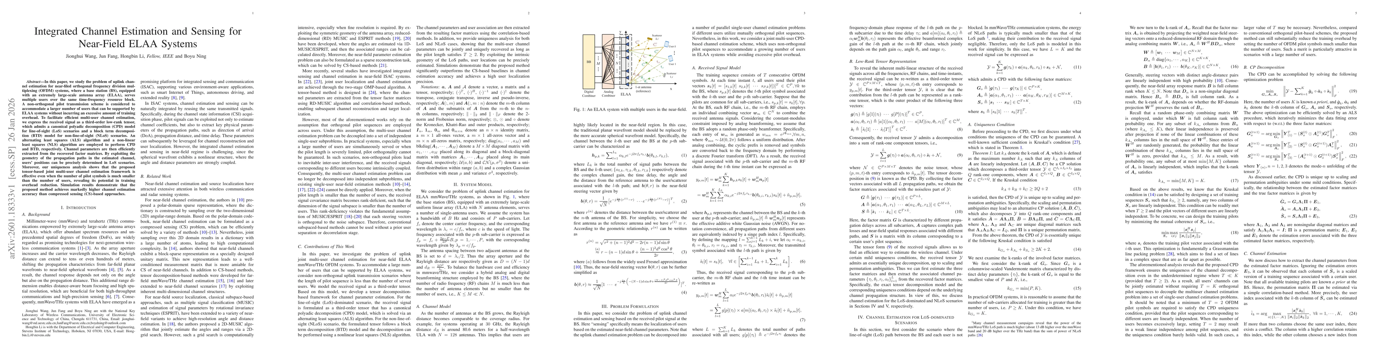 Thumbnail for Integrated Channel Estimation and Sensing for Near-Field ELAA Systems