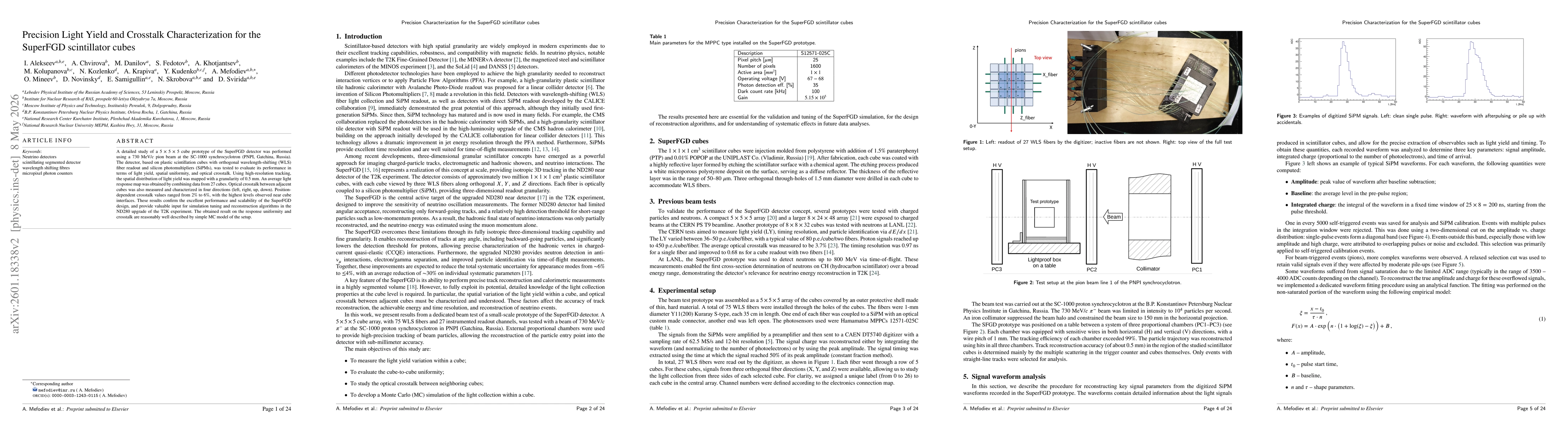Thumbnail for Precision Light Yield and Crosstalk Characterization for the SuperFGD scintillator cubes