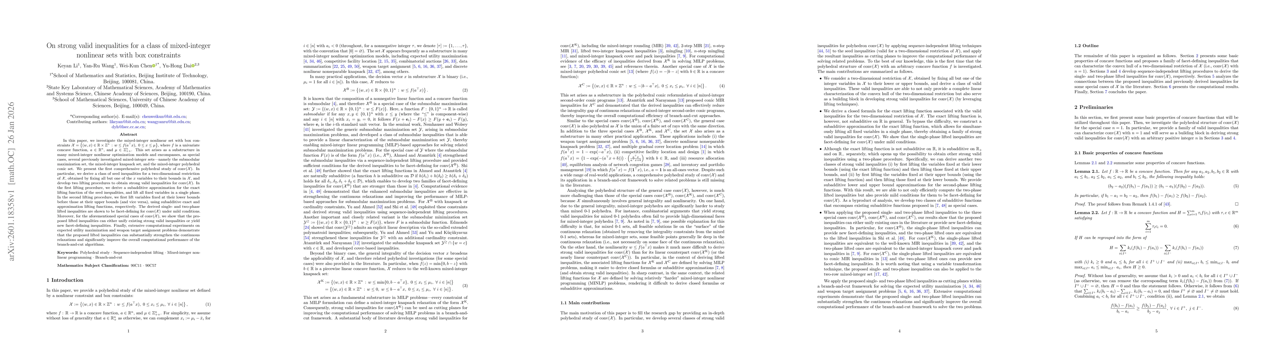 Thumbnail for On strong valid inequalities for a class of mixed-integer nonlinear sets with box constraints