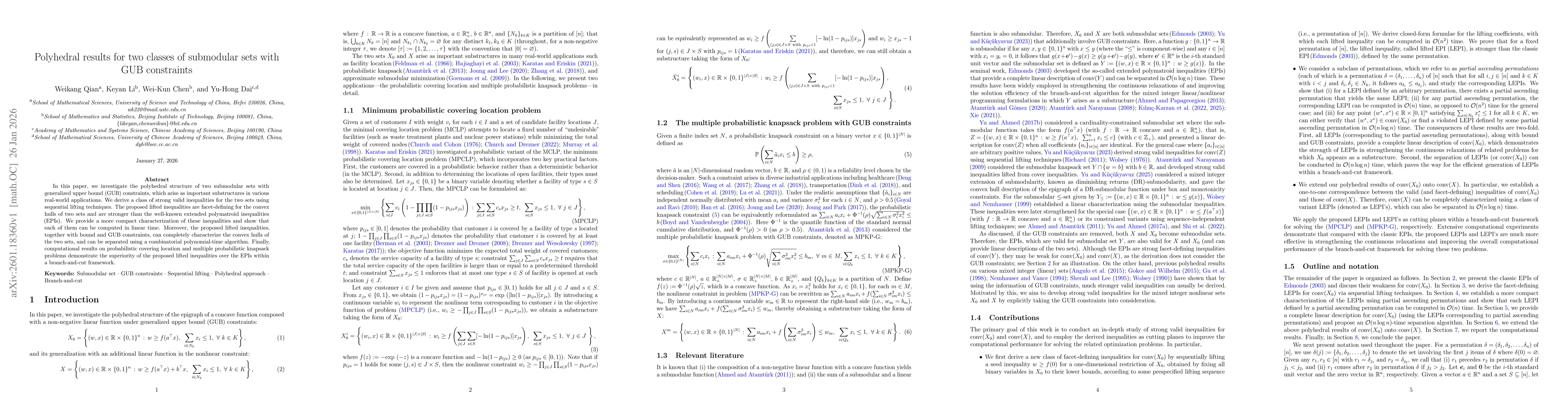 Thumbnail for Polyhedral results for two classes of submodular sets with GUB constraints