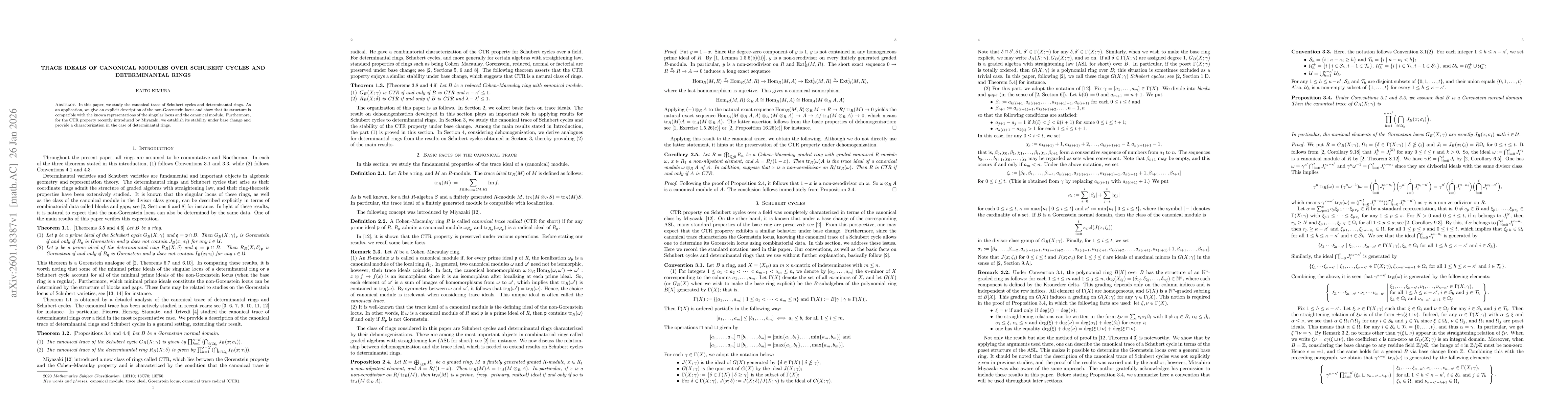 Thumbnail for Trace ideals of canonical modules over Schubert cycles and determinantal rings