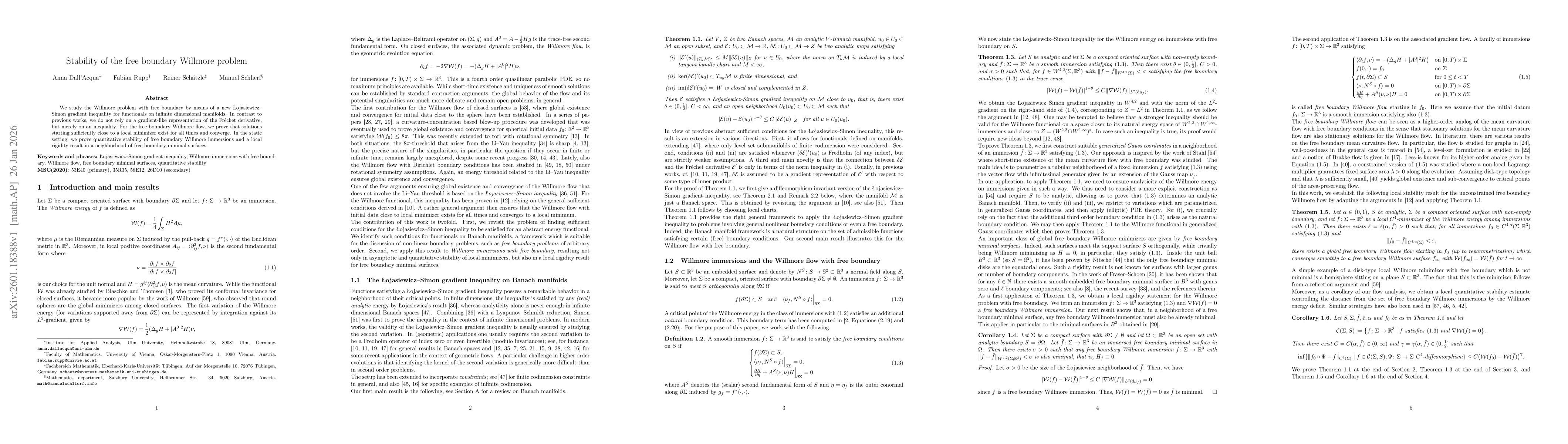 Thumbnail for Stability of the free boundary Willmore problem