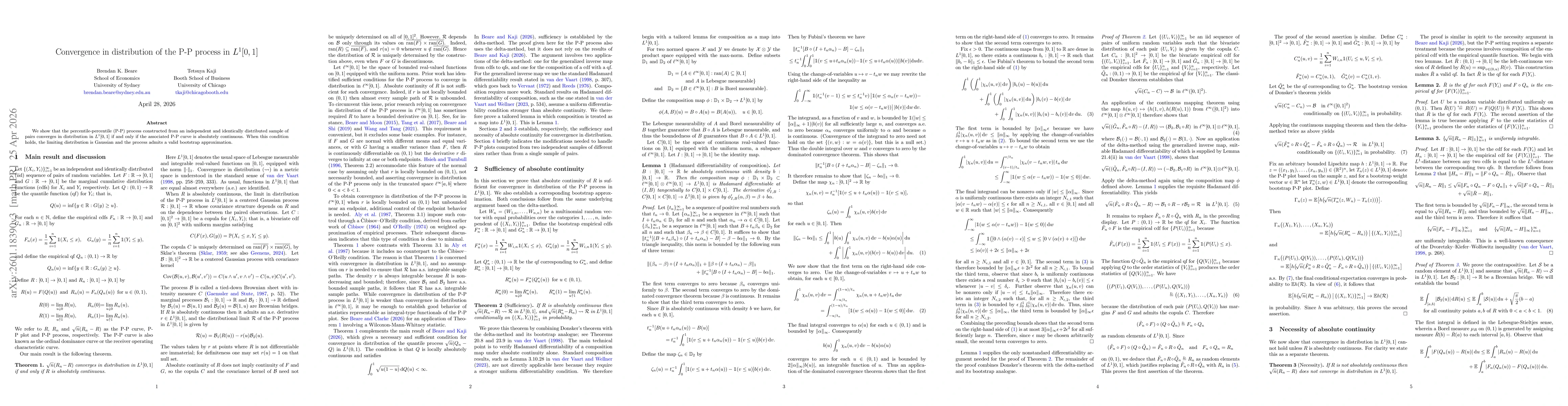 Thumbnail for A necessary and sufficient condition for convergence in distribution of the P-P process in $L^1[0,1]$