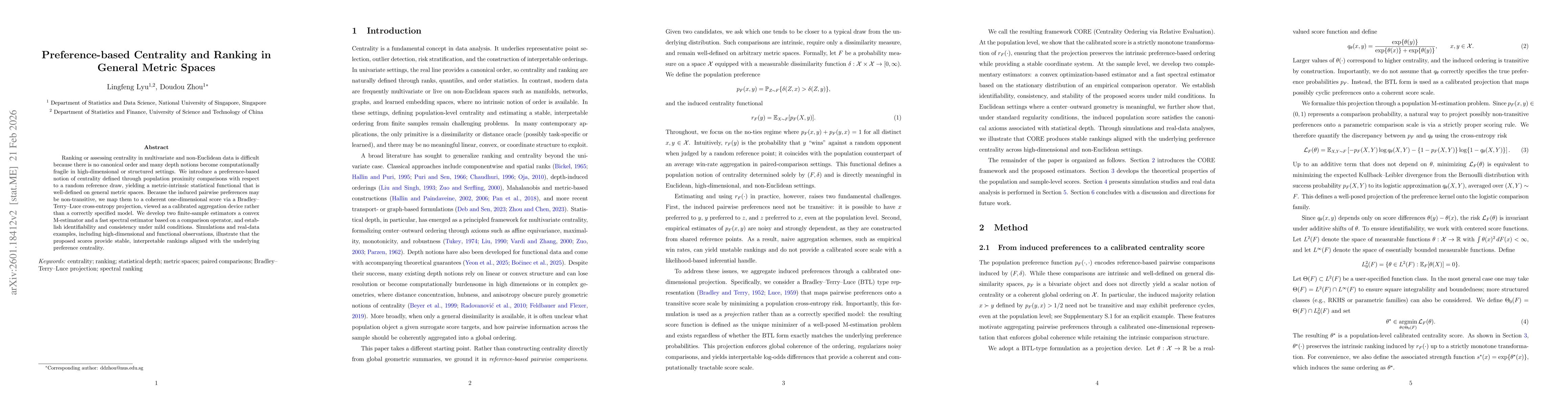 Thumbnail for Preference-based Centrality and Ranking in General Metric Spaces