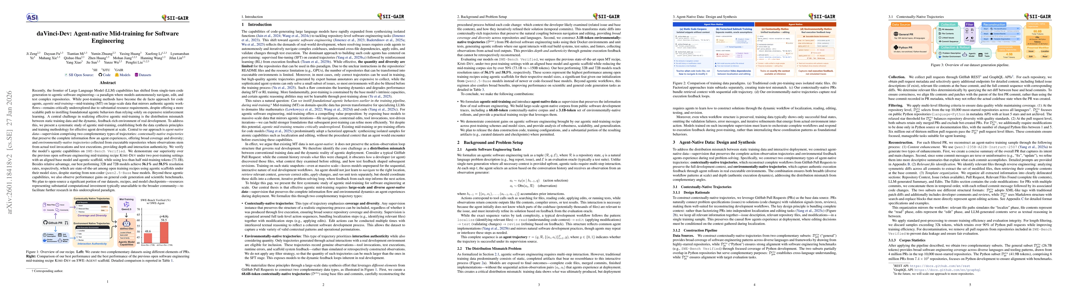 Thumbnail for daVinci-Dev: Agent-native Mid-training for Software Engineering