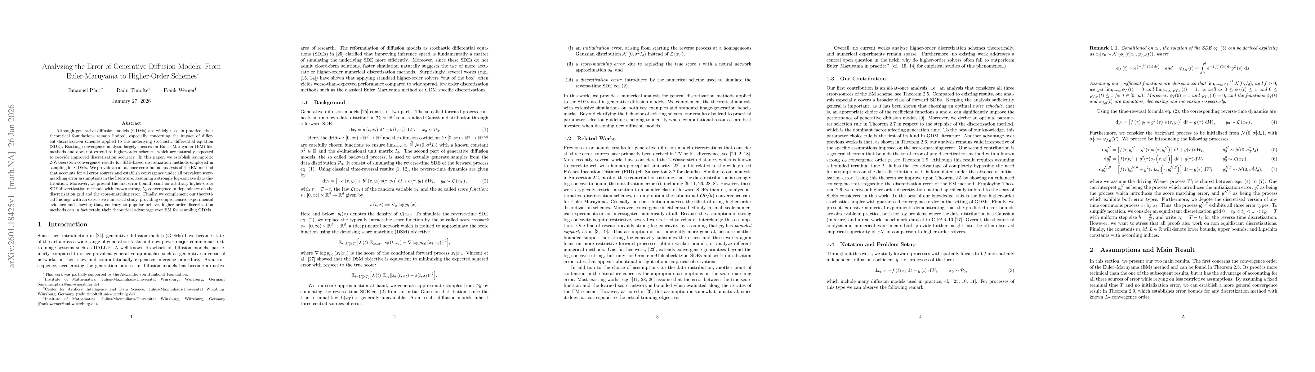 Thumbnail for Analyzing the Error of Generative Diffusion Models: From Euler-Maruyama to Higher-Order Schemes