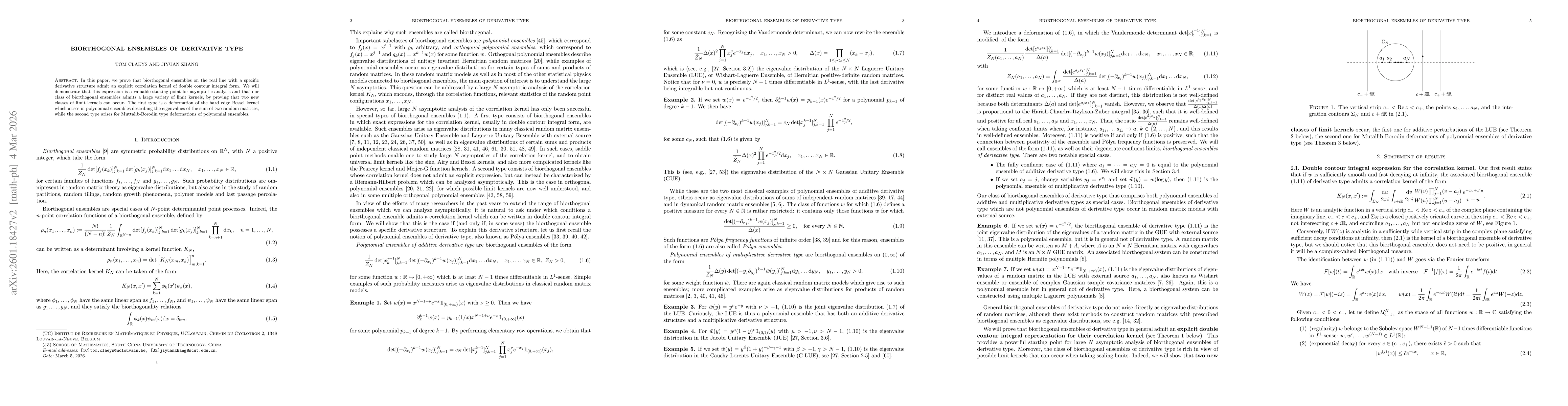 Thumbnail for Biorthogonal ensembles of derivative type