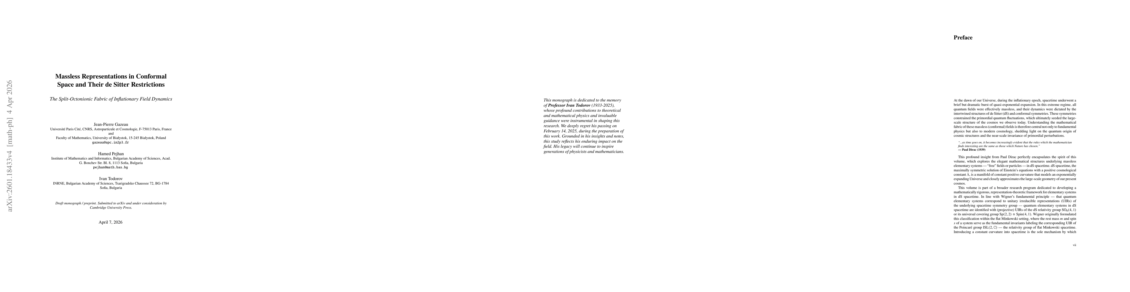 Thumbnail for Massless Representations in Conformal Space and Their de Sitter (dS) Restrictions