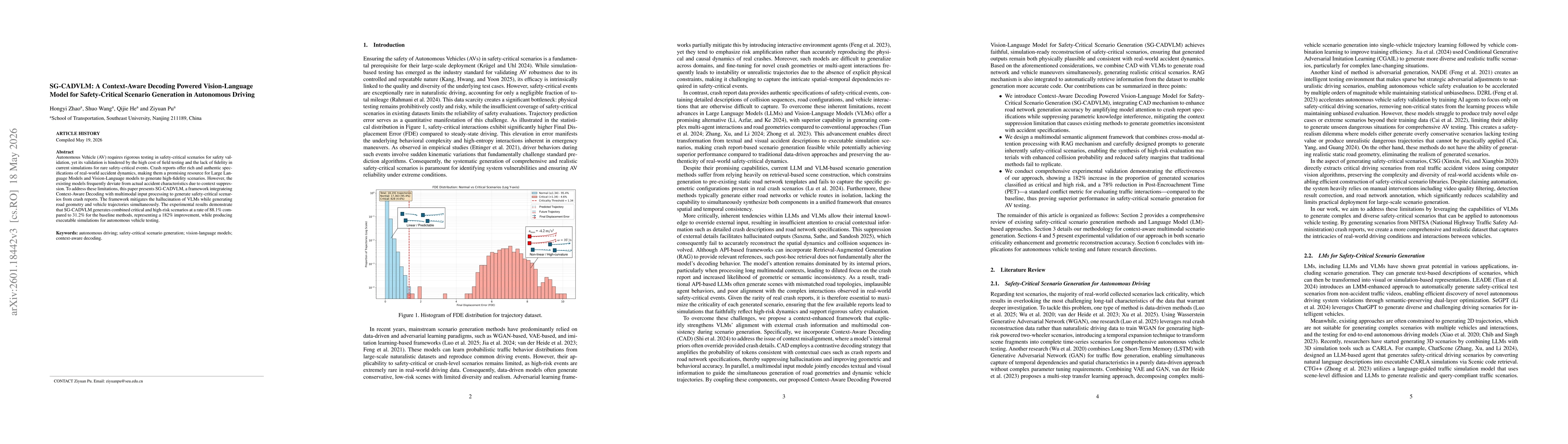 Thumbnail for SG-CADVLM: A Context-Aware Decoding Powered Vision Language Model for Safety-Critical Scenario Generation
