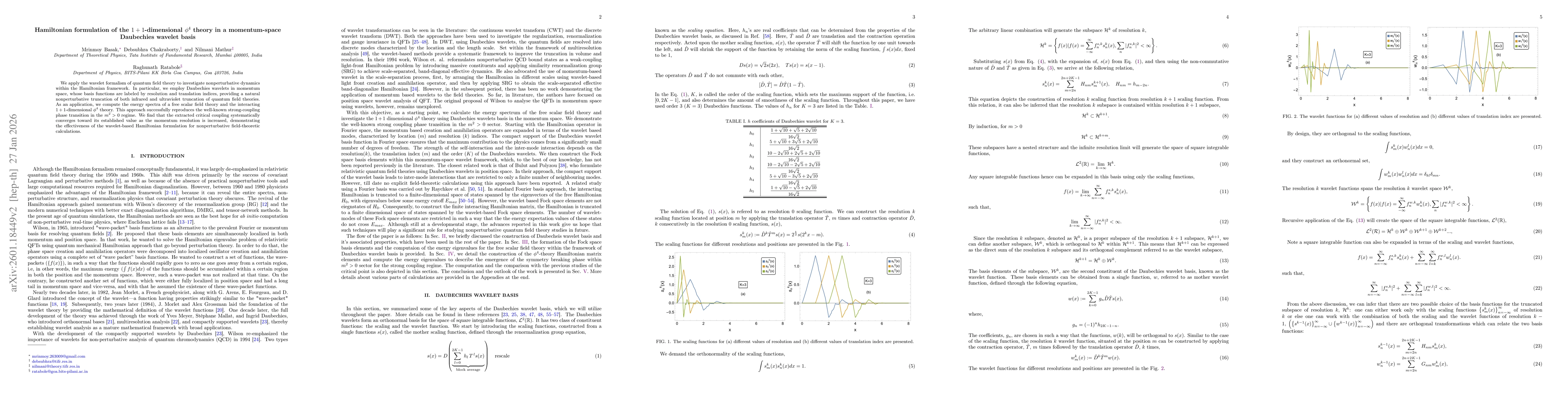 Thumbnail for Hamiltonian formulation of the $1+1$-dimensional $φ^4$ theory in a momentum-space Daubechies wavelet basis