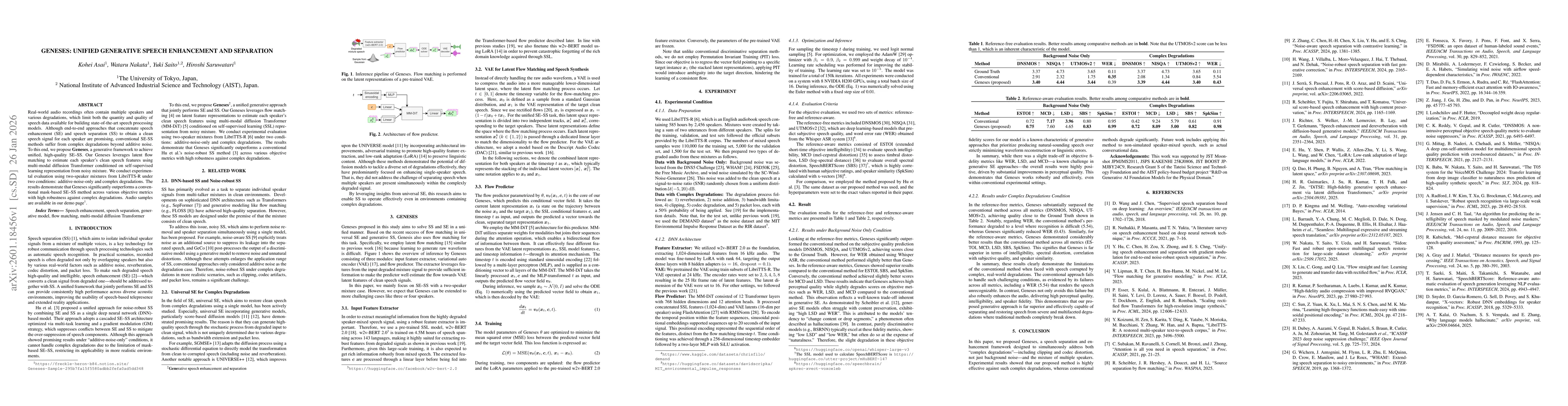 Thumbnail for Geneses: Unified Generative Speech Enhancement and Separation