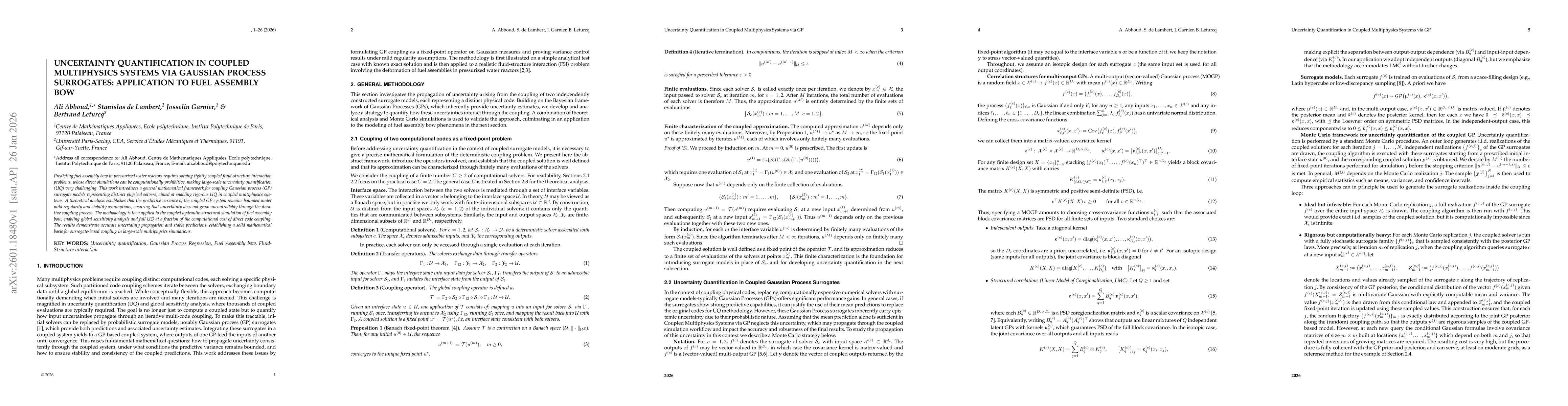 Thumbnail for Uncertainty Quantification in Coupled Multiphysics Systems via Gaussian Process Surrogates: Application to Fuel Assembly Bow