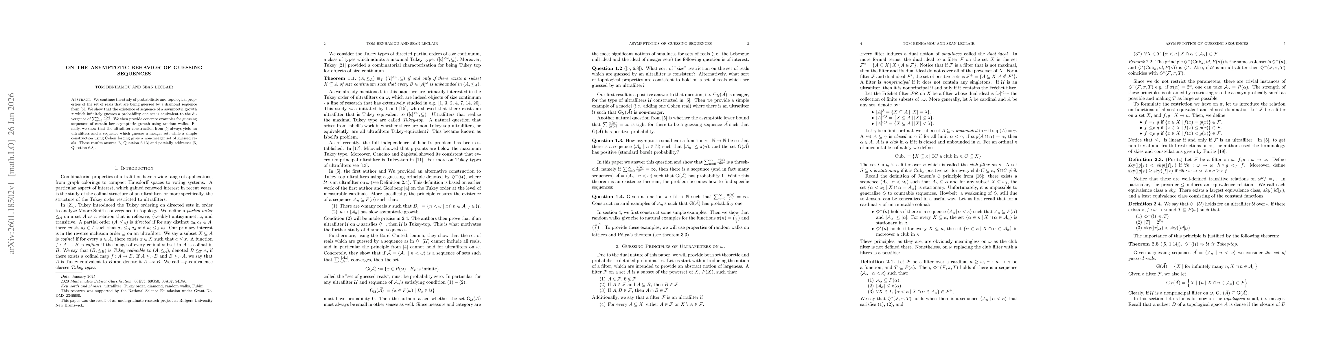 Thumbnail for On the Asymptotic Behavior of Guessing Sequences
