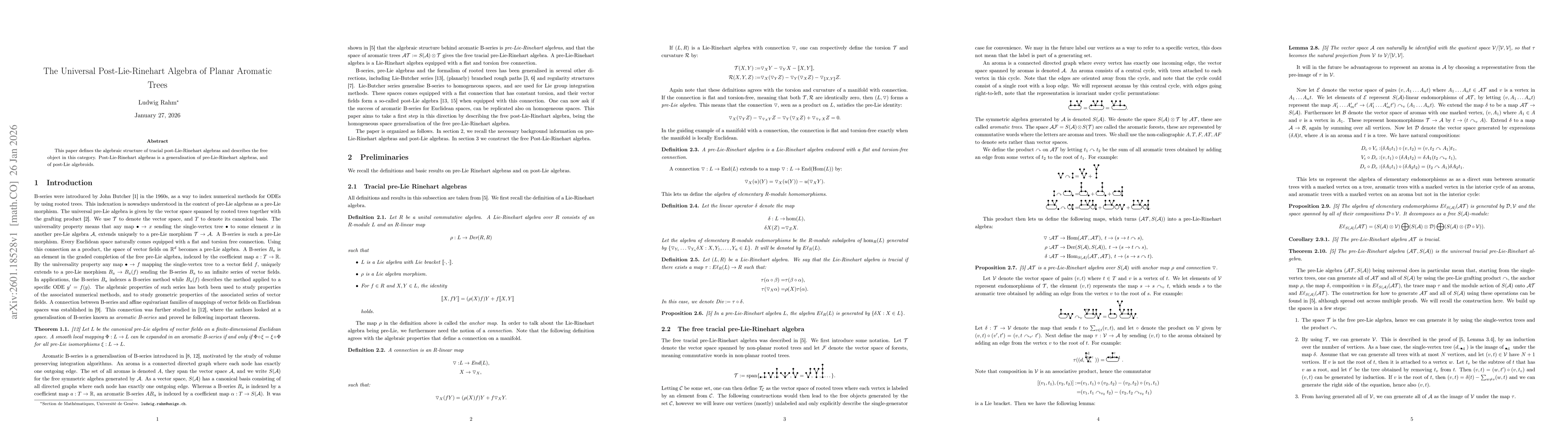 Thumbnail for The Universal Post-Lie-Rinehart Algebra of Planar Aromatic Trees