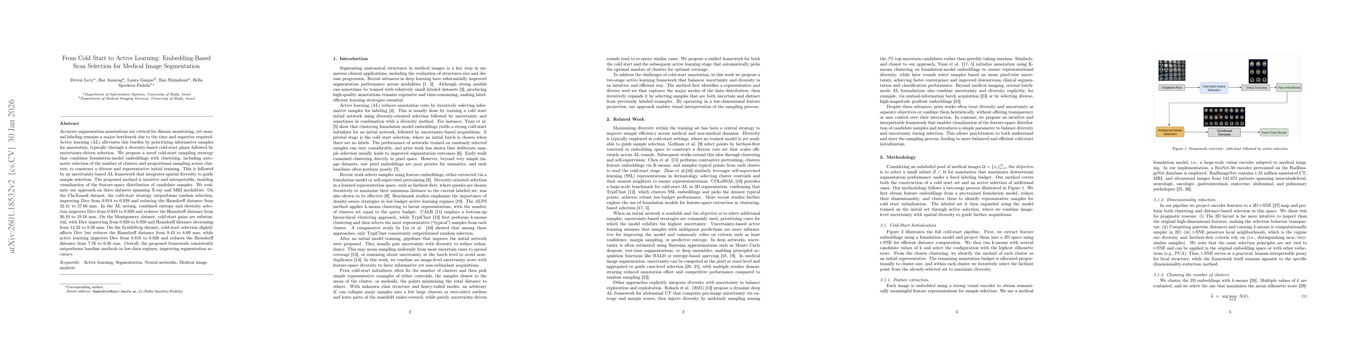 Thumbnail for From Cold Start to Active Learning: Embedding-Based Scan Selection for Medical Image Segmentation