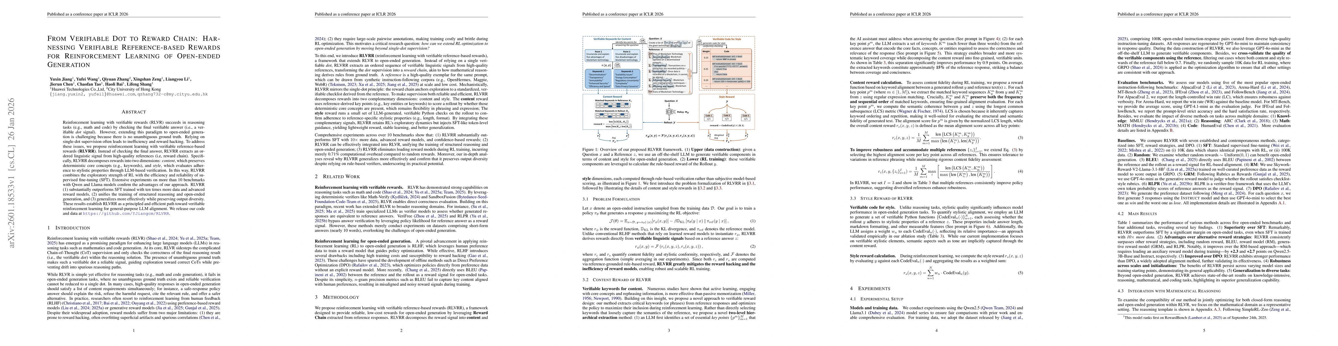 Thumbnail for From Verifiable Dot to Reward Chain: Harnessing Verifiable Reference-based Rewards for Reinforcement Learning of Open-ended Generation