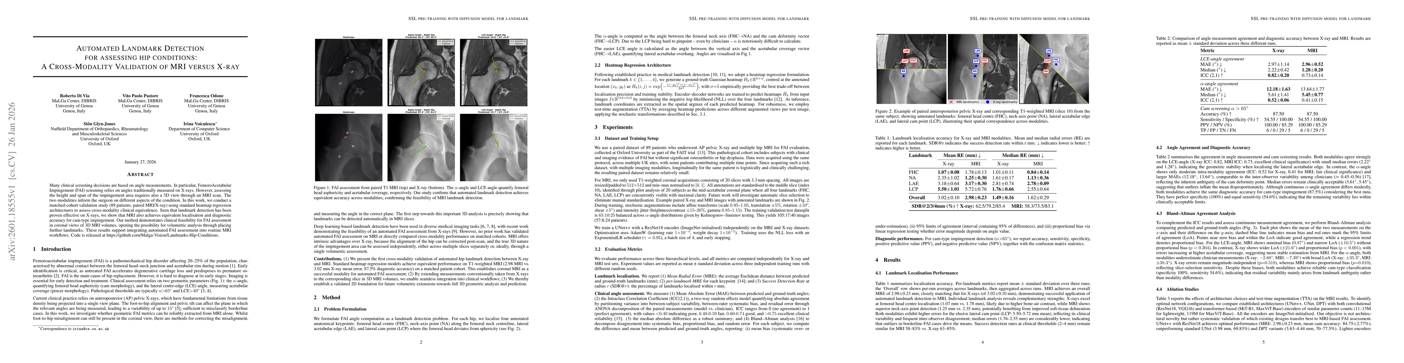 Thumbnail for Automated Landmark Detection for assessing hip conditions: A Cross-Modality Validation of MRI versus X-ray