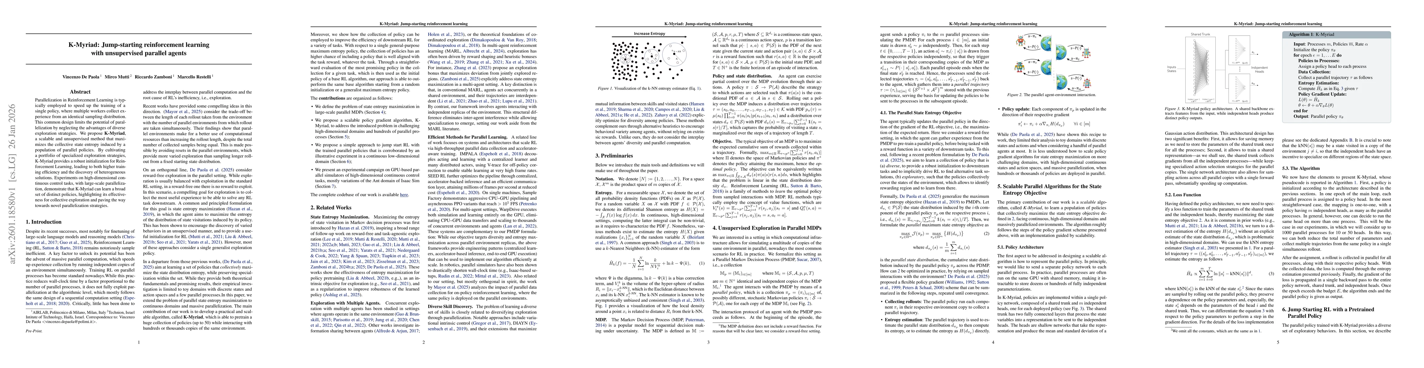 Thumbnail for K-Myriad: Jump-starting reinforcement learning with unsupervised parallel agents