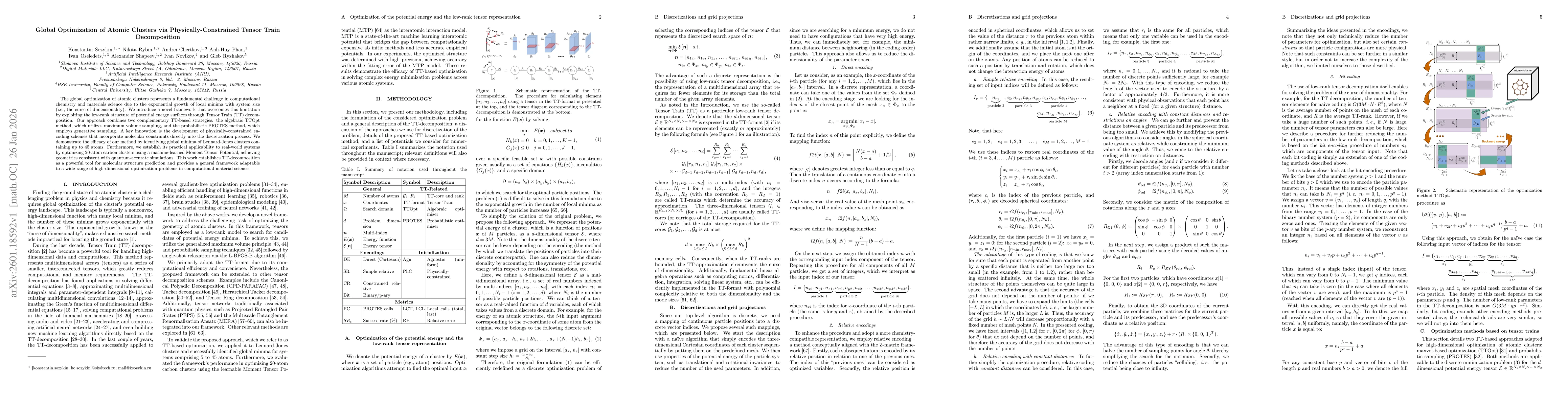 Thumbnail for Global Optimization of Atomic Clusters via Physically-Constrained Tensor Train Decomposition