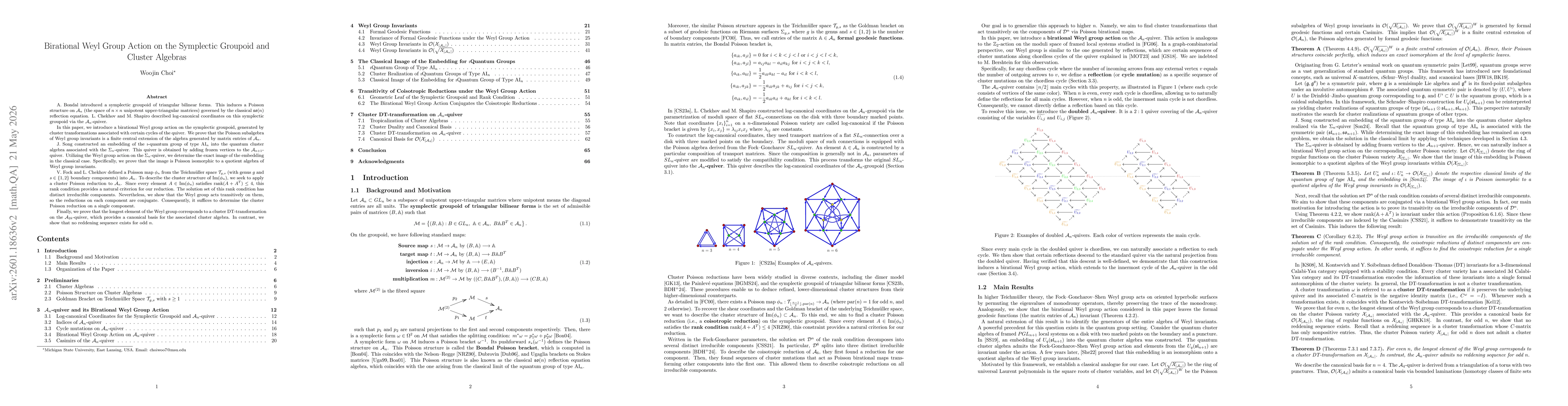 Thumbnail for Birational Weyl Group Action on the Symplectic Groupoid and Cluster Algebras