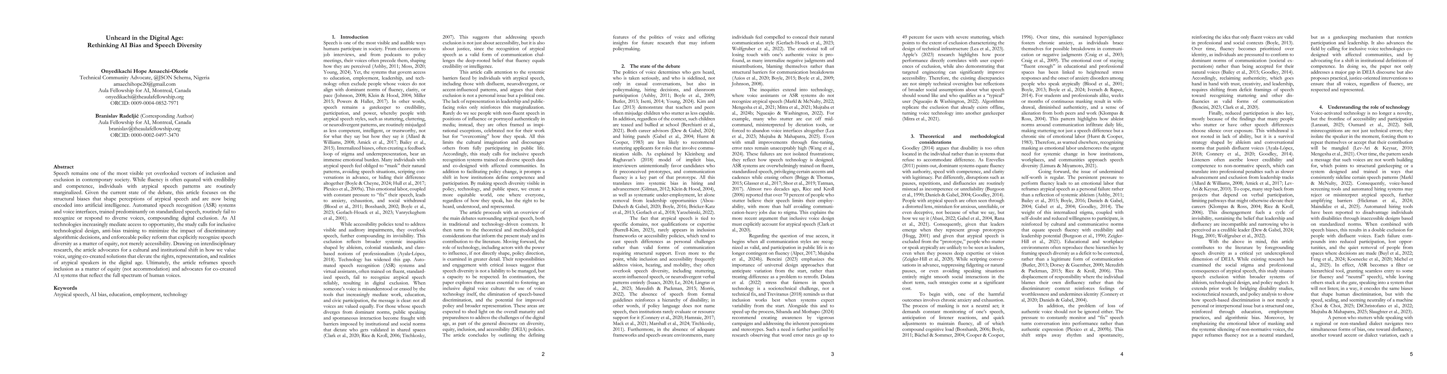 Thumbnail for Unheard in the Digital Age: Rethinking AI Bias and Speech Diversity