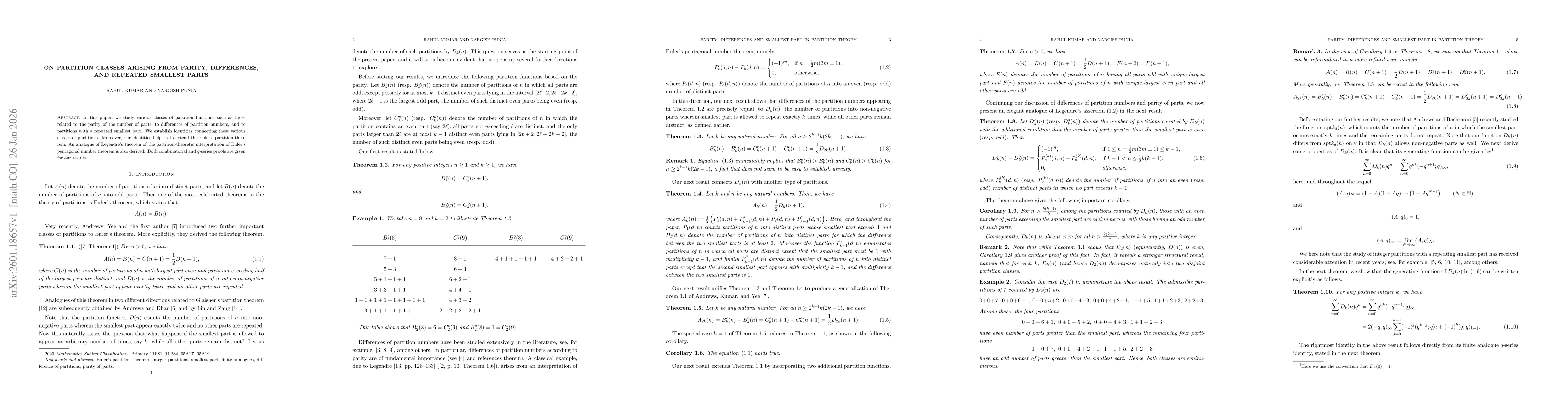 Thumbnail for On Partition Classes Arising from Parity, Differences, and Repeated Smallest Parts