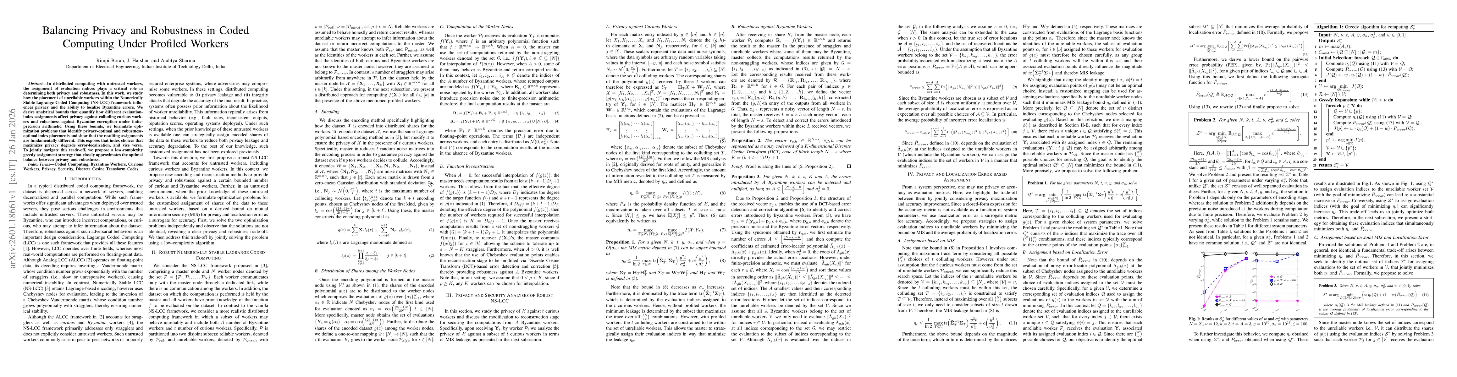 Thumbnail for Balancing Privacy and Robustness in Coded Computing Under Profiled Workers